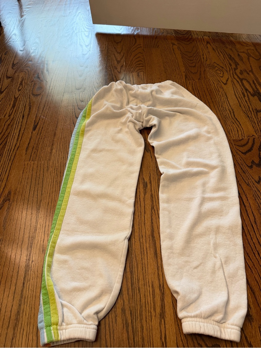 Aviator Nation White Sweatpants with Rainbow Side Stripes - Picture 4 of 4